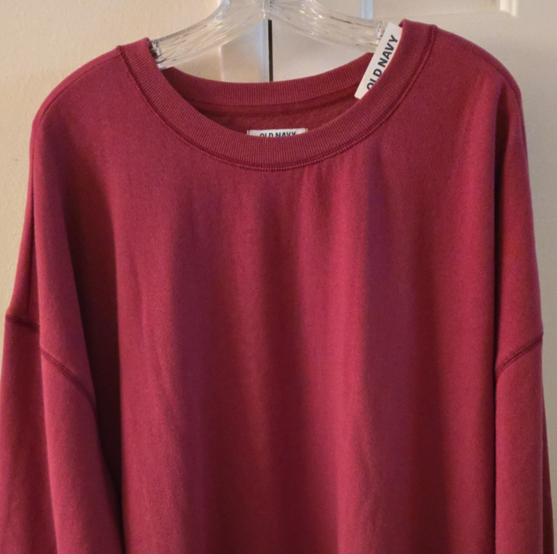 Old Navy Muted Cranberry Red Relaxed Tunic Fleece Sweatshirt 4XL 5X 28 30 32 4X