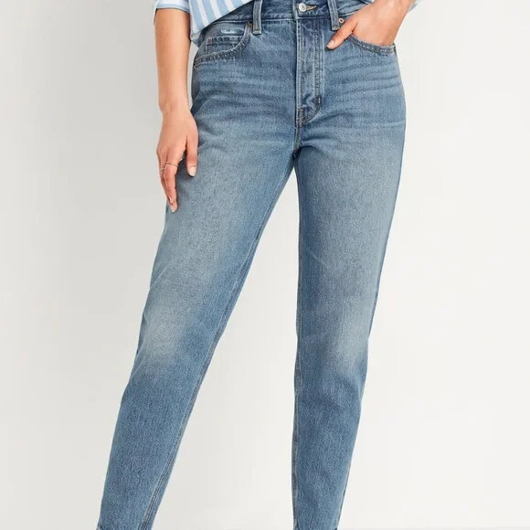 OLD NAVY ~ New NWT 4 14 ~ Lorriane Button Fly High Rise Slouchy Taper Jeans B40