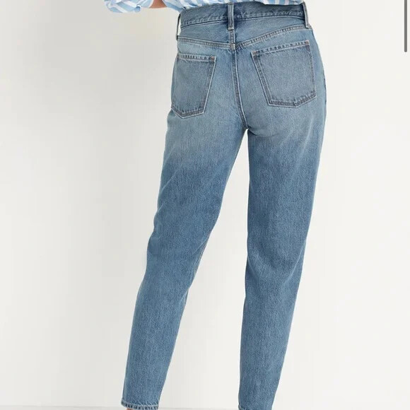 OLD NAVY ~ New NWT 4 14 ~ Lorriane Button Fly High Rise Slouchy Taper Jeans B40