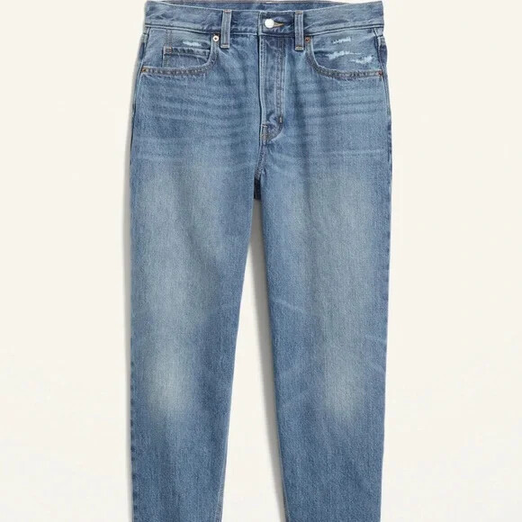 OLD NAVY ~ New NWT 4 14 ~ Lorriane Button Fly High Rise Slouchy Taper Jeans b40
