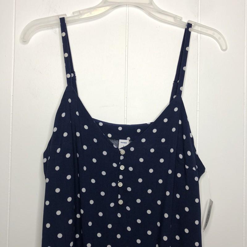 Old Navy Polka Dot Top Women's Size Small Buttons Blue White Slits NWT