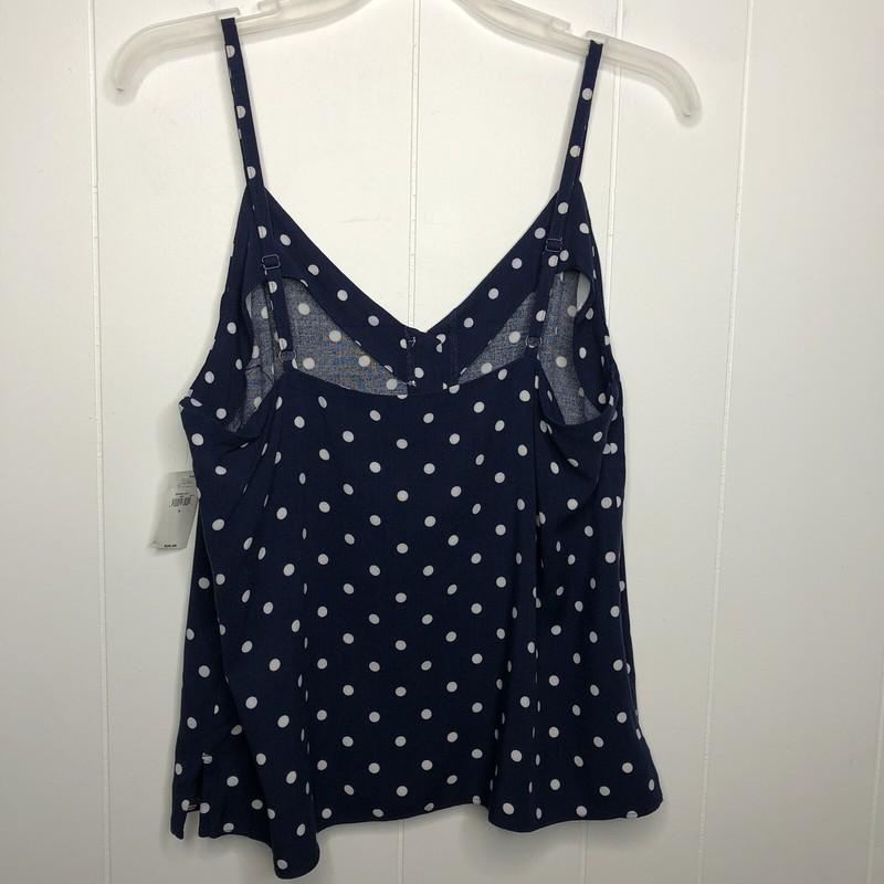 Old Navy Polka Dot Top Women's Size Small Buttons Blue White Slits NWT