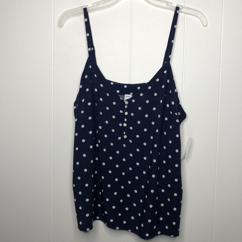 Old Navy Polka Dot Top Women's Size Small Buttons Blue White Slits NWT
