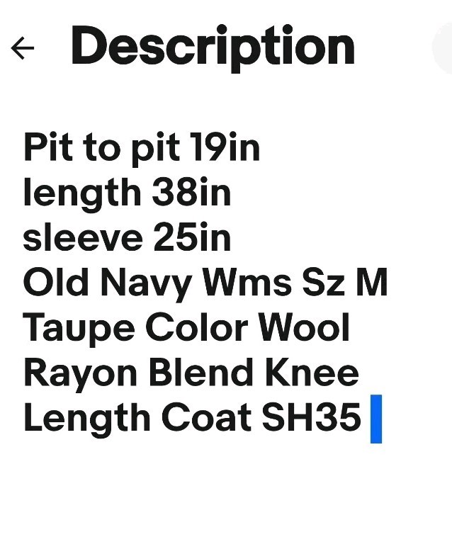 Old Navy Wms Sz M Taupe Color Wool Rayon Blend Knee Length Coat SH3