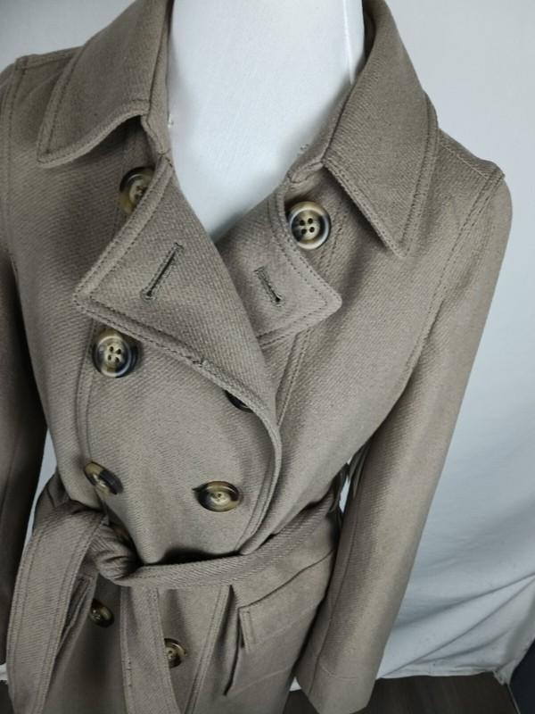 Old Navy Wms Sz M Taupe Color Wool Rayon Blend Knee Length Coat SH3