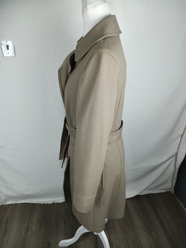 Old Navy Wms Sz M Taupe Color Wool Rayon Blend Knee Length Coat SH3