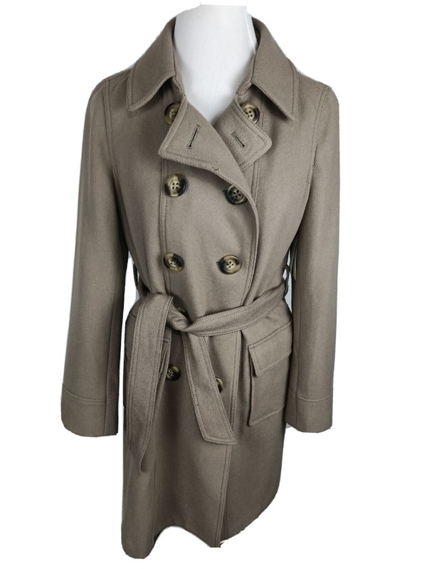Old Navy Wms Sz M Taupe Color Wool Rayon Blend Knee Length Coat SH3
