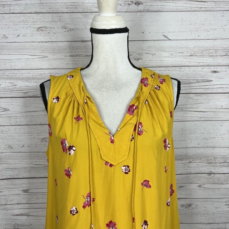 Old Navy Women's Shift Dress Size Medium Yellow Floral Sleeveless Above Knee
