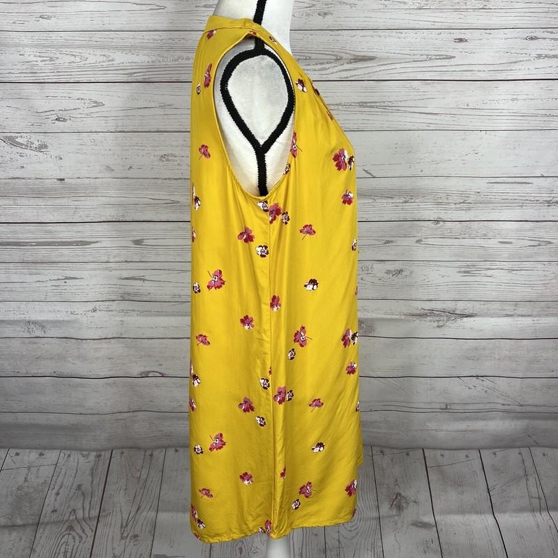 Old Navy Women's Shift Dress Size Medium Yellow Floral Sleeveless Above Knee