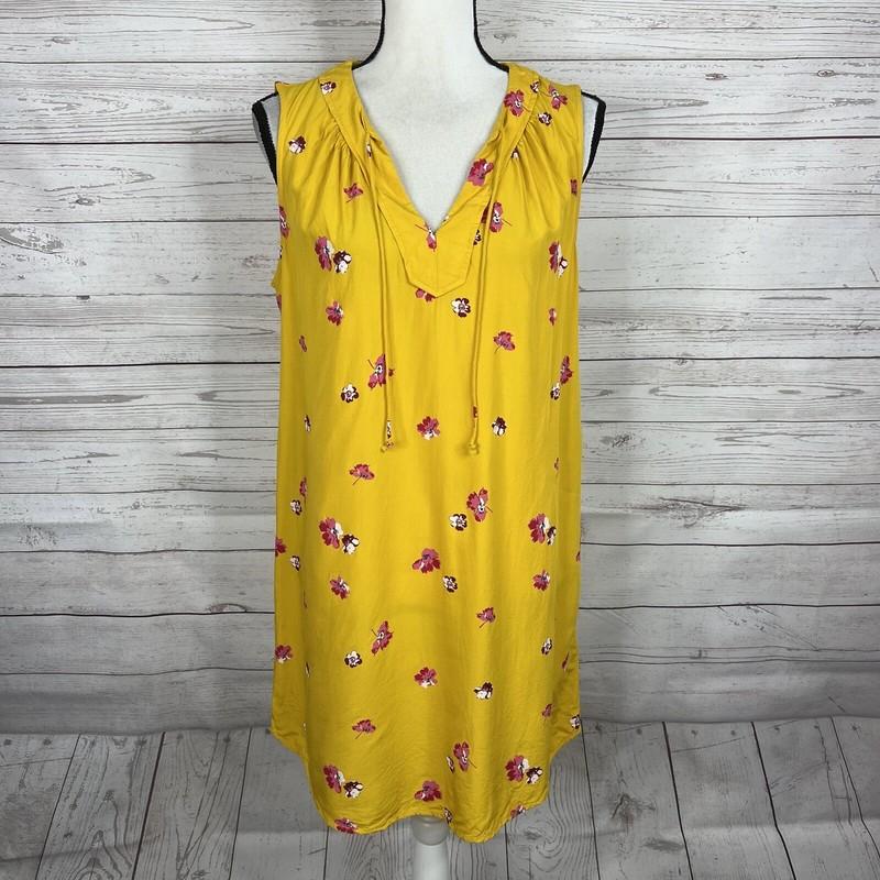 Old Navy Women's Shift Dress Size Medium Yellow Floral Sleeveless Above Knee