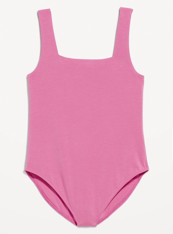 Old Navy Women's Square-Neck Tank Top Bodysuit Zinnia Pink Size L XL XXL 3X $25
