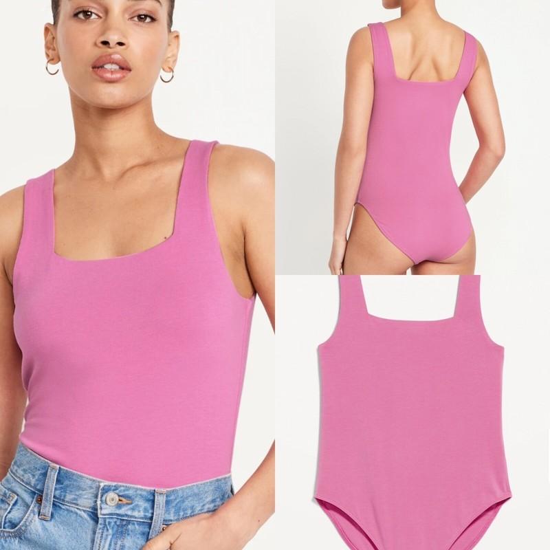 Old Navy Women's Square-Neck Tank Top Bodysuit Zinnia Pink Size L XL XXL 3X $25