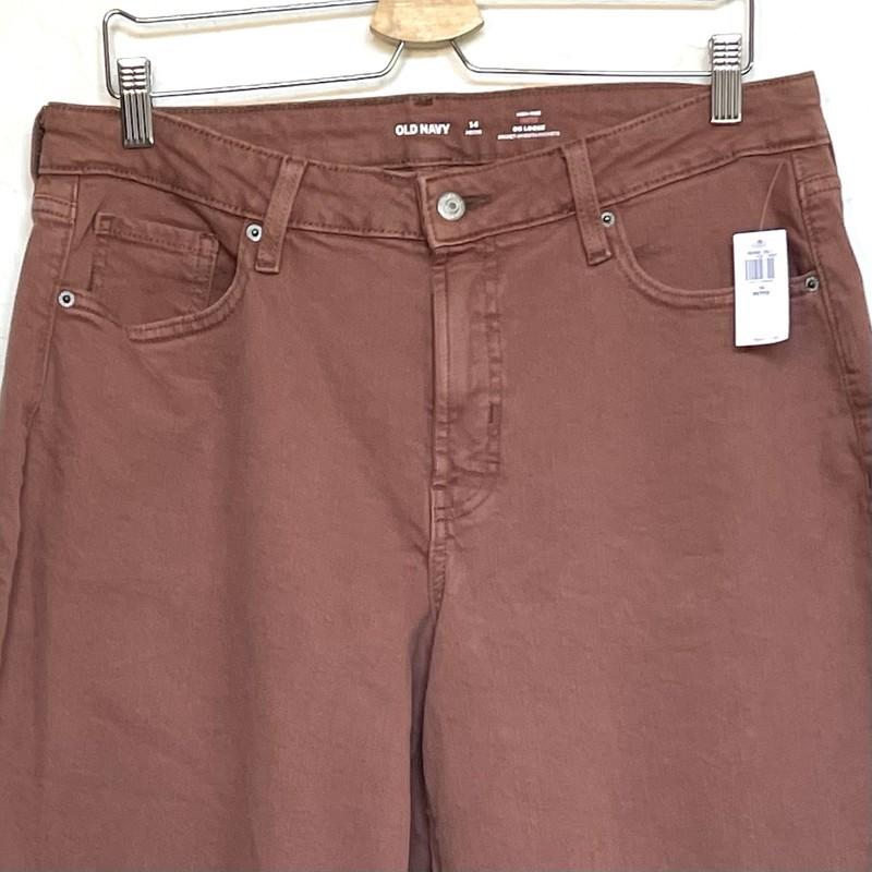 Old Navy Womens 14Petite Curvy High-Waisted OG Loose Red Clay Jeans