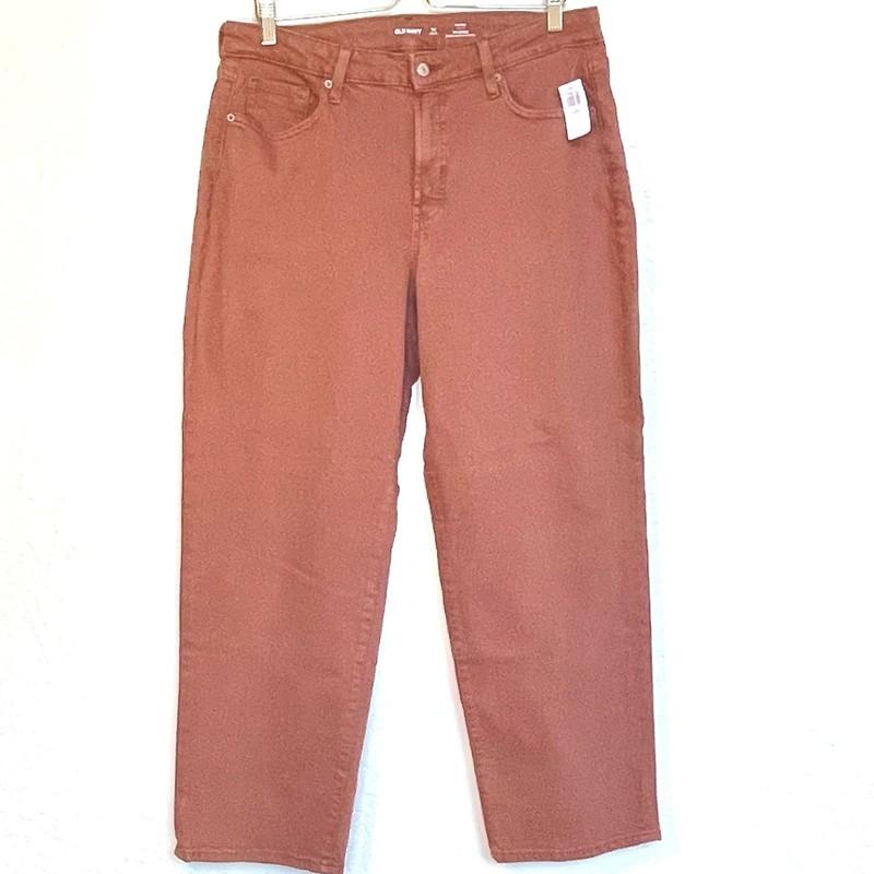 Old Navy Womens 14Petite Curvy High-Waisted OG Loose Red Clay Jeans
