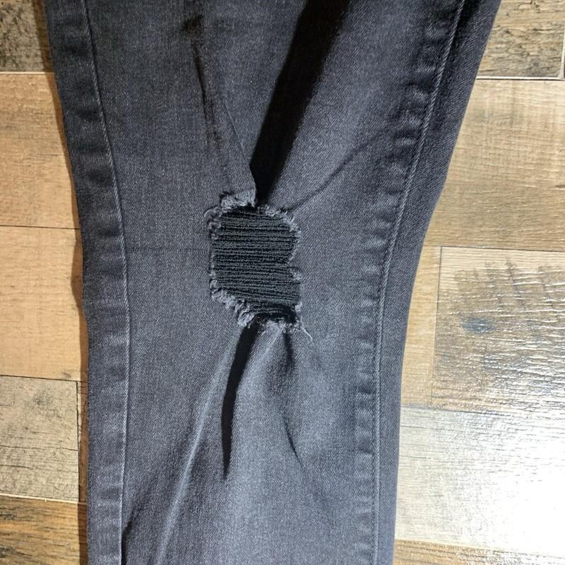 Old Navy Womens Jeans 12 Rockstar Super Skinny Ankle Black Distressed Stretch