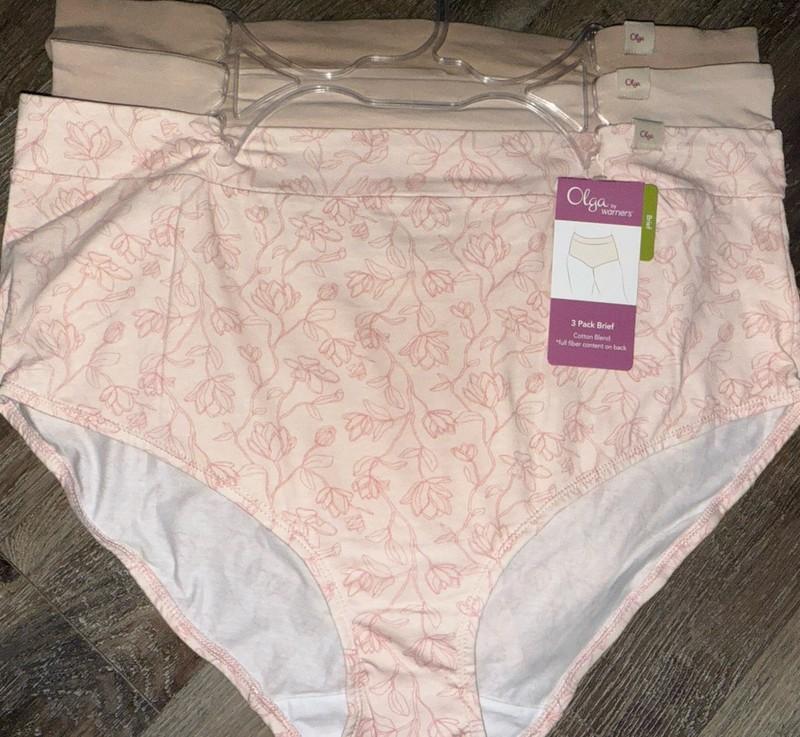 Olga ~ Women's Brief Underwear Panties Cotton Blend 3-Pair (A) ~ 1X/16