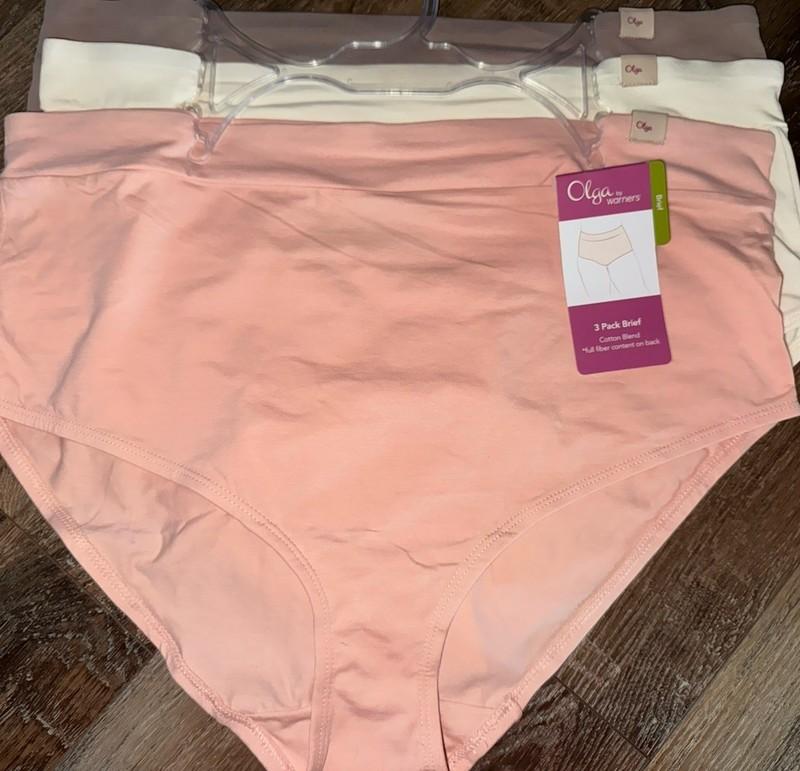 Olga ~ Women's Brief Underwear Panties Cotton Blend 3-Pair ~ 1X/16