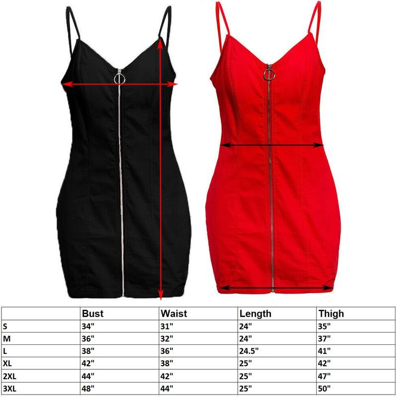 ON SALE Ladies Zipper Bodycon Mini Cami Dress Evening Party Skirt Summer US