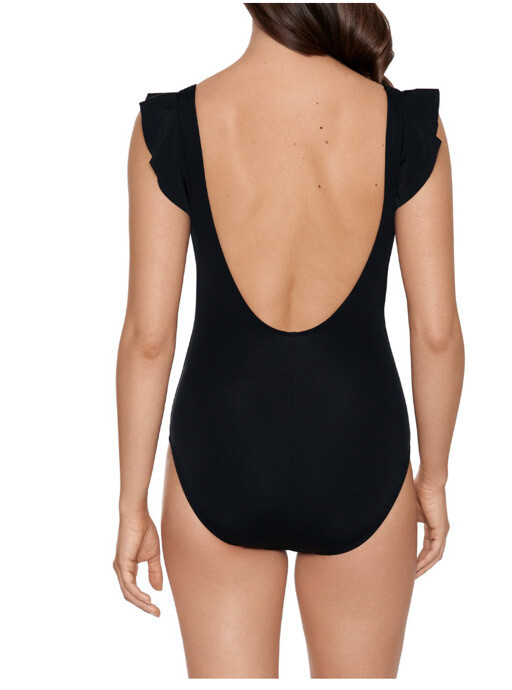 One Piece Ruffled Black Swimsuit By Time And Tru A1