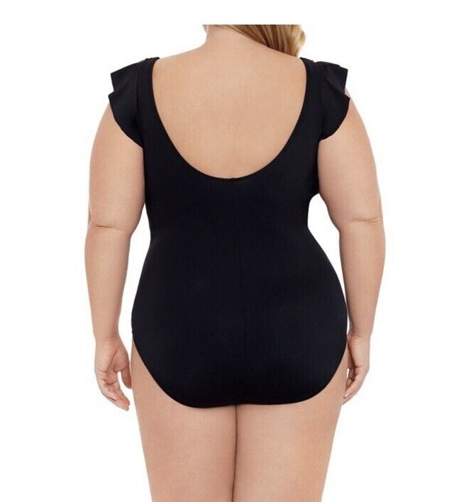 One Piece Ruffled Black Swimsuit By Time And Tru A1