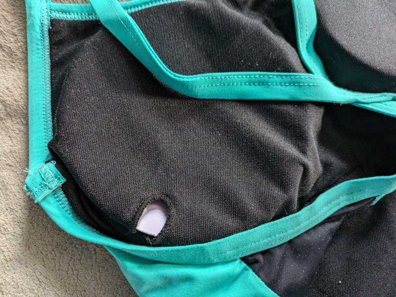 One Piece Swimsuit Womens Medium Black Turquoise Blue Green Swim Suit