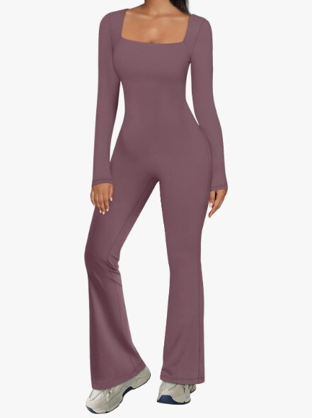 One Piece Wide Leg Jumpsuits for Women Long Sleeve Sexy Bodycon Casual (Medium)