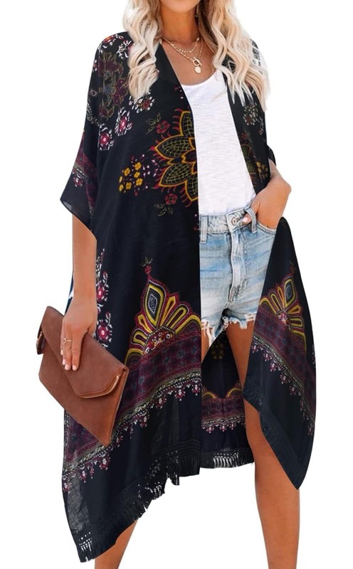 ONE SIZE Breezy Lane Women's Kimono Cardigan Summer Swimsuit Coverups Beach