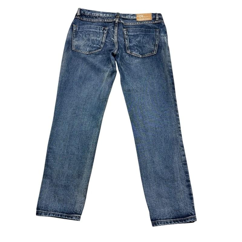 One Teaspoon Awesome Baggies Jeans Womens Size 28x28 Blue Distressed Relaxed