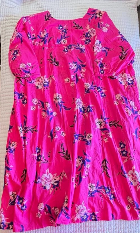 Only Necessities Maxi Dress V-Neck Pink Floral Print 100% Cotton 6X-5X Choose