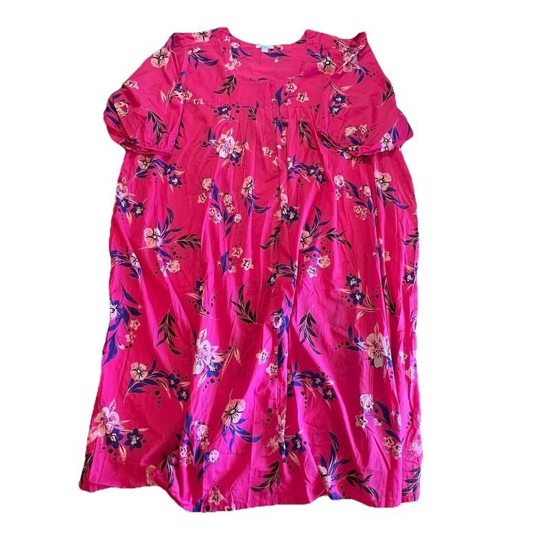 Only Necessities Maxi Dress V-Neck Pink Floral Print 100% Cotton 6X-5X Choose