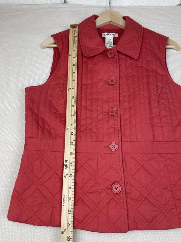 Orvis' Womens Quilted Button Down Vest Small (6/8) Peach Color Collard Fall