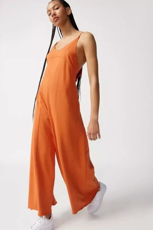 Out From Under Urban Outfitters Flo Wide-Leg Jumpsuit Dress Rust S NWT 273393