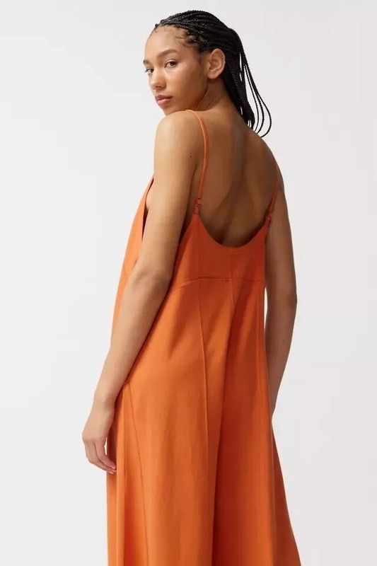 Out From Under Urban Outfitters Flo Wide-Leg Jumpsuit Dress Rust S NWT 273393