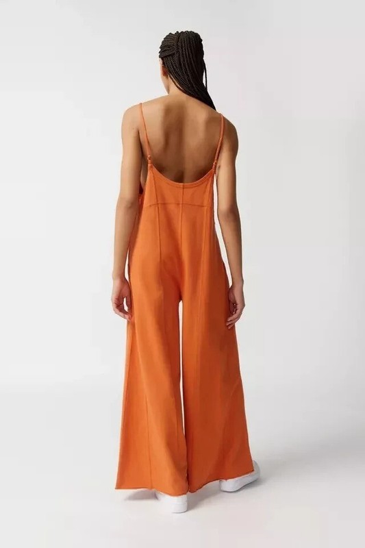 Out From Under Urban Outfitters Flo Wide-Leg Jumpsuit Dress Rust S NWT 273393