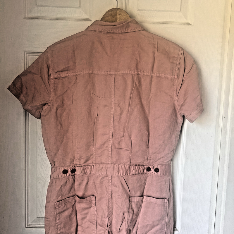 Outerknown SEA Jumpsuit Womens Small Natural Linen Blend Sunset Blush Pink BxJ