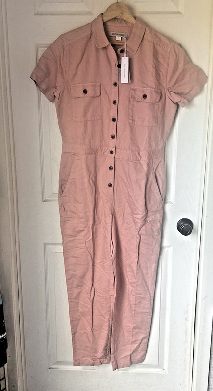 Outerknown SEA Jumpsuit Womens Small Natural Linen Blend Sunset Blush Pink BxJ
