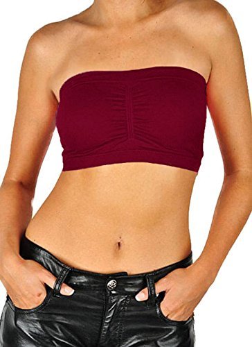 PacificPlex Womens Seamless Bandeau Bra Tube Top Removable Pads
