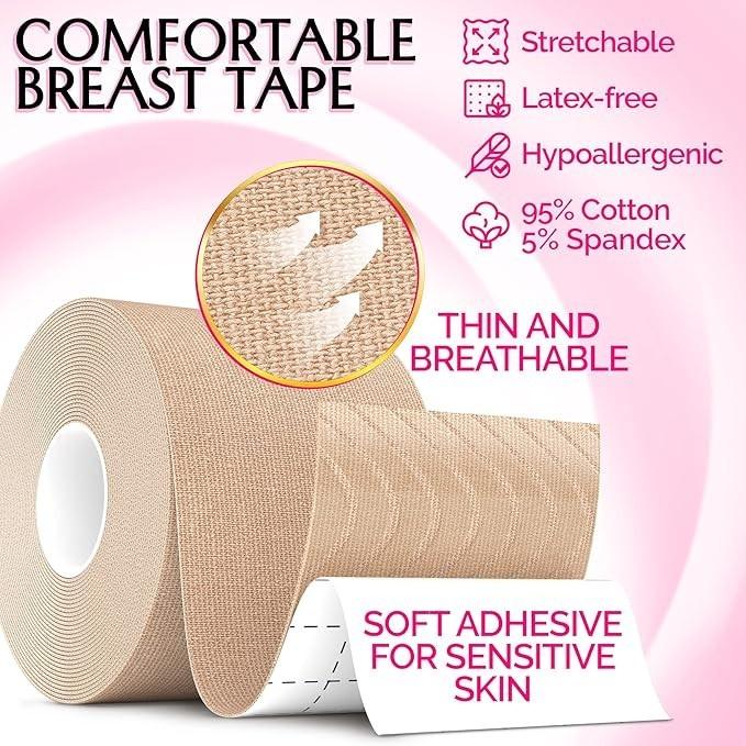 PACK Of 2 - Long Roll Body All Tape Cups Chest Support Tape With Soft Adhesive