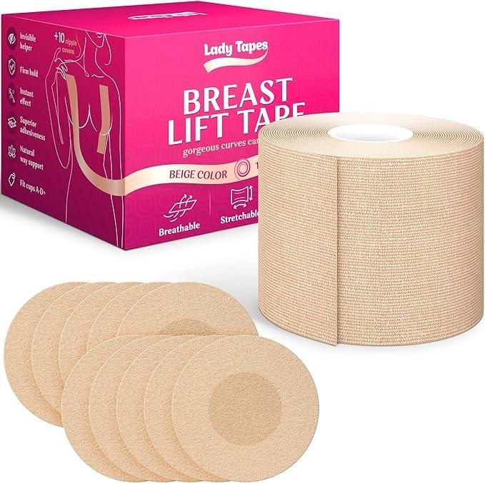 PACK of 2 - Long Roll Body all Tape Cups Chest Support Tape with Soft Adhesive