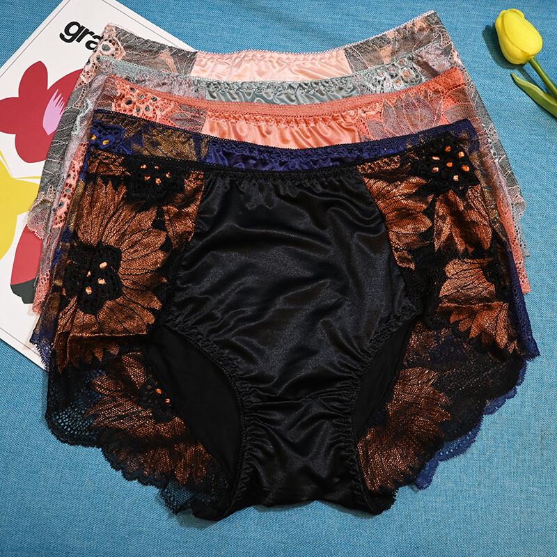 Pack Of 5 Women Ladies Sexy Satin Panties Underwear Full Coverage Brief Lingerie