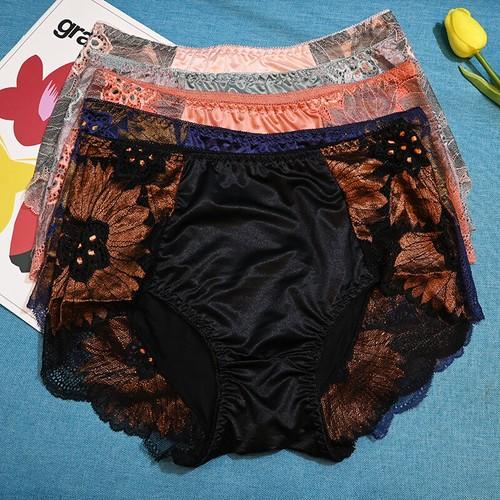 Pack Of 5 Women Ladies Sexy Satin Panties Underwear Full Coverage Brief Lingerie