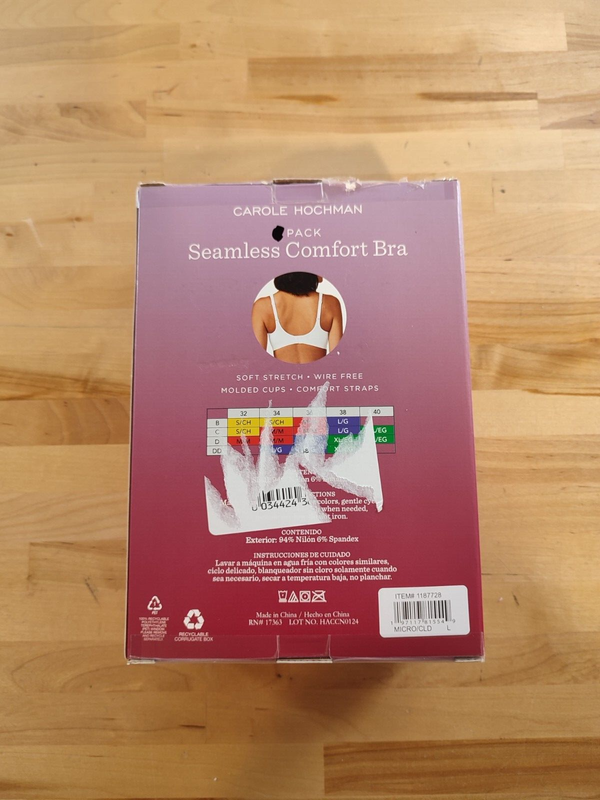 PACK Of ONE Carole Hochman Ladies' Seamless Comfort Wire Free Bra Gray Size L