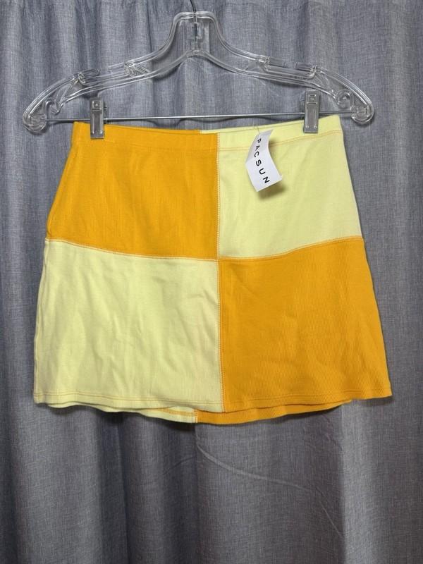 Pacsun Float On Seamed Skirt Women’s Size Small Ribbed Yellow Color Block