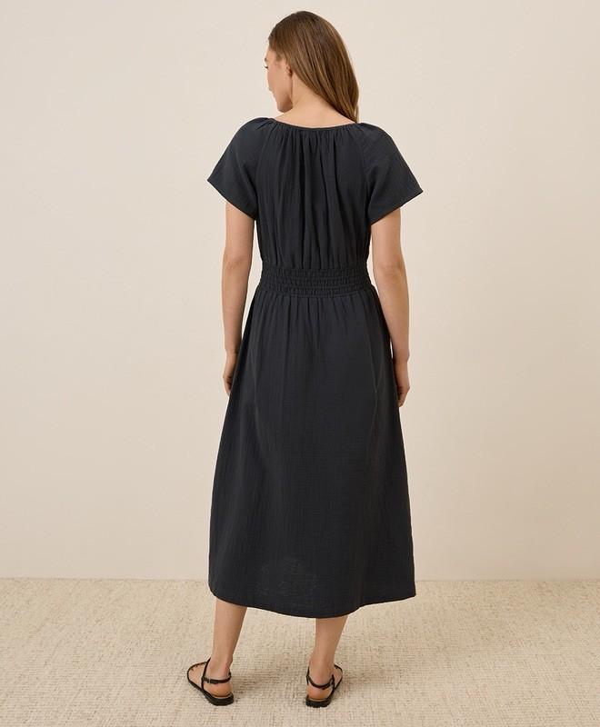 Pact Coastal Double Gauze Boho Midi Dress Black M W9D