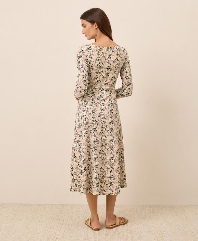 Pact Fit And Flare Wrap Dress W13 $128 MSRP Bouquet Blooms Sandshell M