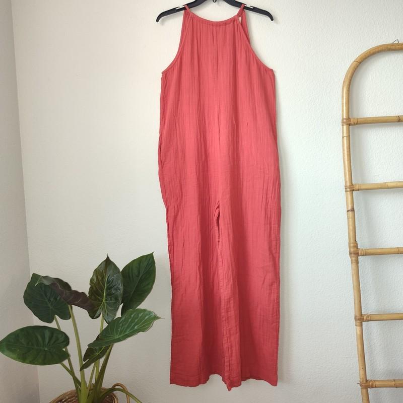 Pact Women Gauze Cool Stretch Wide Leg Jumpsuit Size Small
