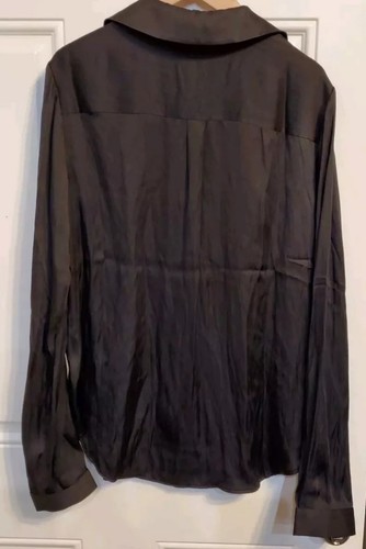 Paige Caprice Shirt Black SMALL Silk Button Down Blouse Long Sleeve NWT