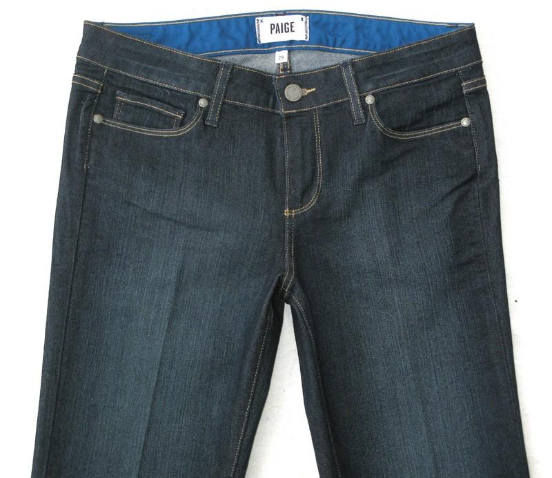 Paige Premium Skyline Bootcut Jeans Women Sz 29 Dark Blue Distressed+Stretch L29