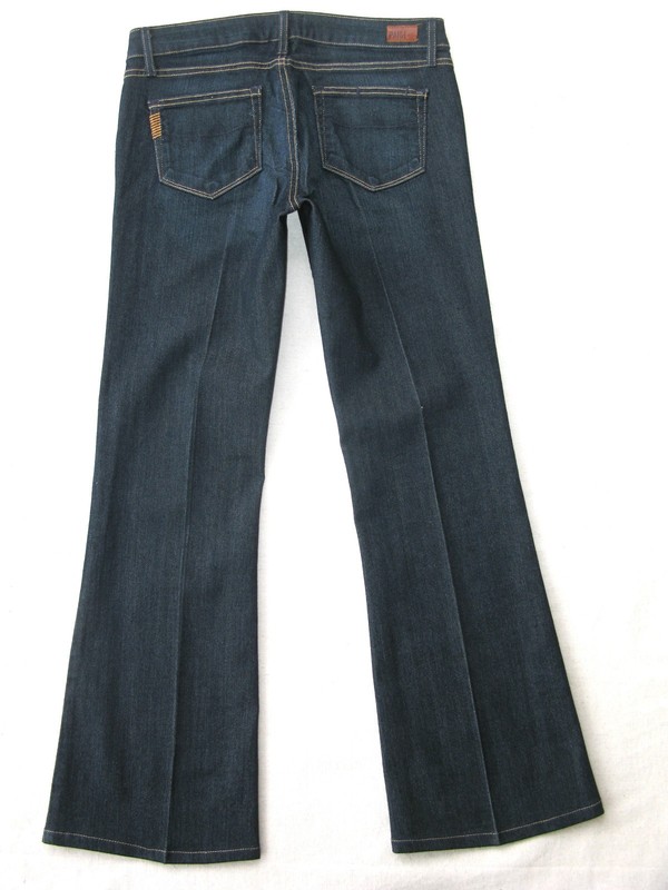 Paige Premium Skyline Bootcut Jeans Women Sz 29 Dark Blue Distressed+Stretch L29