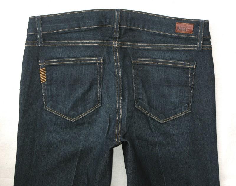 Paige Premium Skyline Bootcut Jeans Women Sz 29 Dark Blue Distressed+Stretch L29